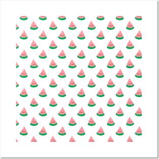 Watermelon Triangles White Pattern Posters and Art